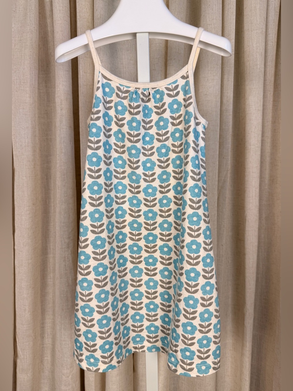 WINTER WATER FACTORY Blue & Olive Floral Spaghetti Strap Sun Dress 4T NWOT